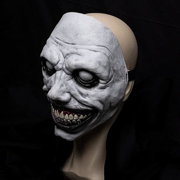 Leende Djävul Halloween Skräckmask, Latex Skräck Realistisk Spöke Djävul Zombie Rollspelsdräkt Mask Festrekvisita (Vit Leende Djävul)