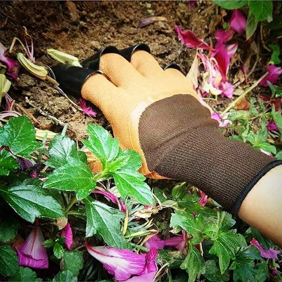 Trädgårdshandskar, lämpliga för plantering, trädgårdshandskar med klor, dam brun