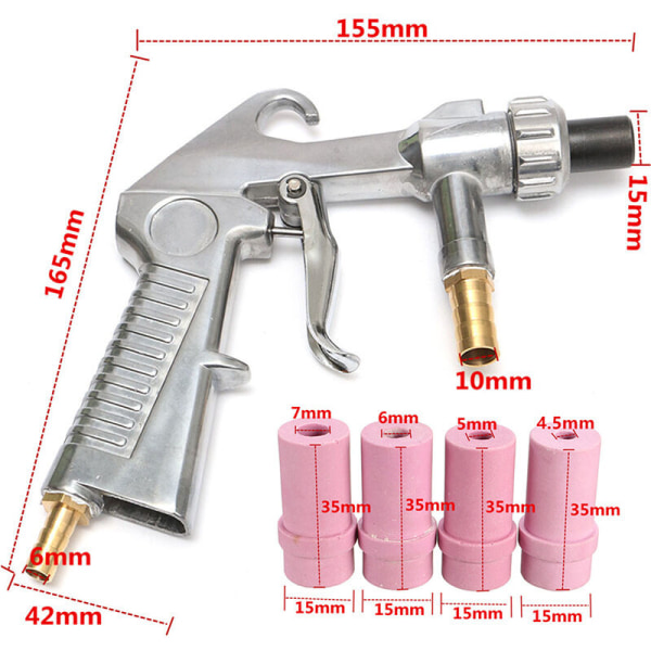Air Sandblaster Sandblåsing Airblast Pistol Sandblåsere 4.5mm/5mm/6mm/7mm Keramisk Dyse Tips Kit