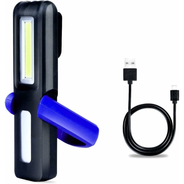Uppladdningsbar LED-arbetslampa, bärbar DIY-magnetisk verkstadslampa Kraftfull LED + COB-arbetslampa med magnetisk bas och 360° krok för självinsläpp