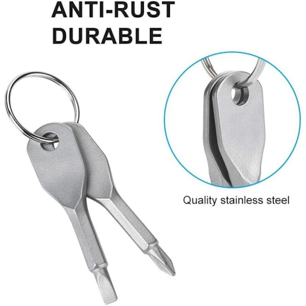 Mini skruvmejsel nyckelring set, bärbar rostfritt stål platt huvud och Phillips skruvmejsel set verktyg utomhus multifunktionell EDC verktyg Mini Po