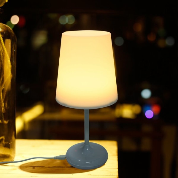 Skrivebordslampe med dimbar LED trykksensor nattlys bordlampe med USB-lader fjernkontroll for kontor soverom familie