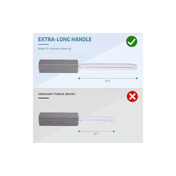 2 Pack Pumice Stone Toilet Bowl Cleaning Brush, with Extra Long Handle, Removes Hard Water Rings, Calcium Buildup and Rust, Suitable for Cle