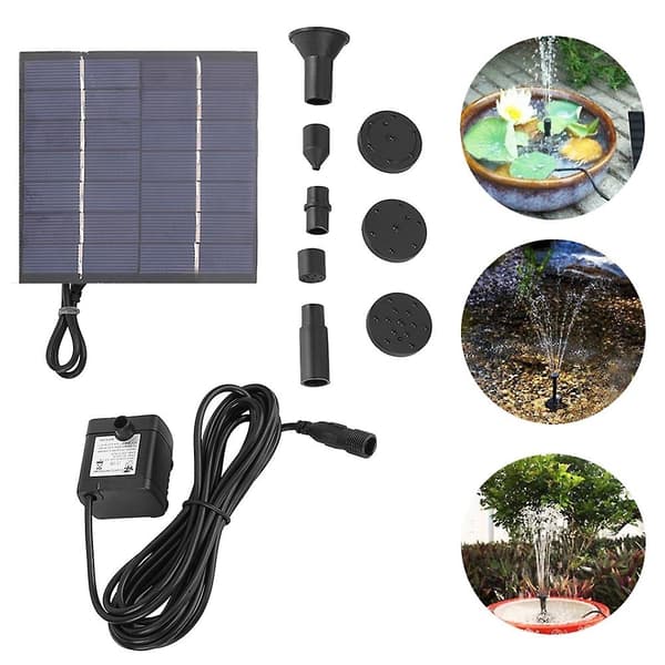 Soldriven dränkbar vattenpump för damm, pool, fontänkit - 14W panel