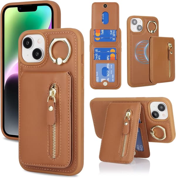 iPhone 13 Nahkakotelo - Vaaleanruskea