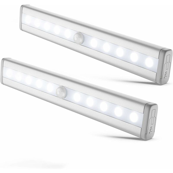 I LED-nauha I 2 LED-yövalon sarja liiketunnistimella I itseliimautuva I paristokäyttöinen I alumiini