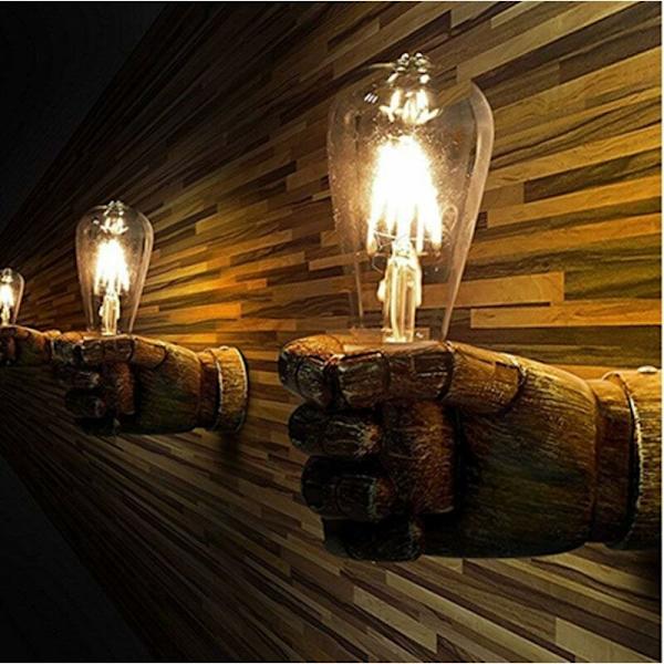 Retro væglampe personlighed industriel vind restaurant bar cafe knytnæve harpiks soveværelse soveværelse dekoration kreativ væglampe højre [energiklasse