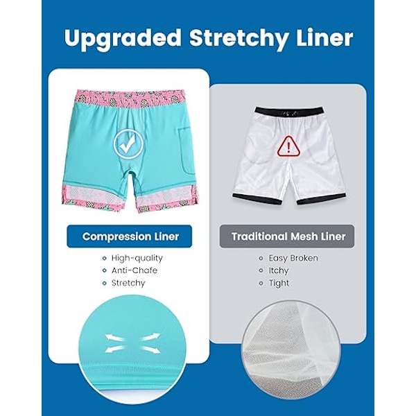 2-in-1 miesten uimashortsit 7 tuuman uimashortsit uimapukusetti rantashortsit - Koko L - Ananaspalmu