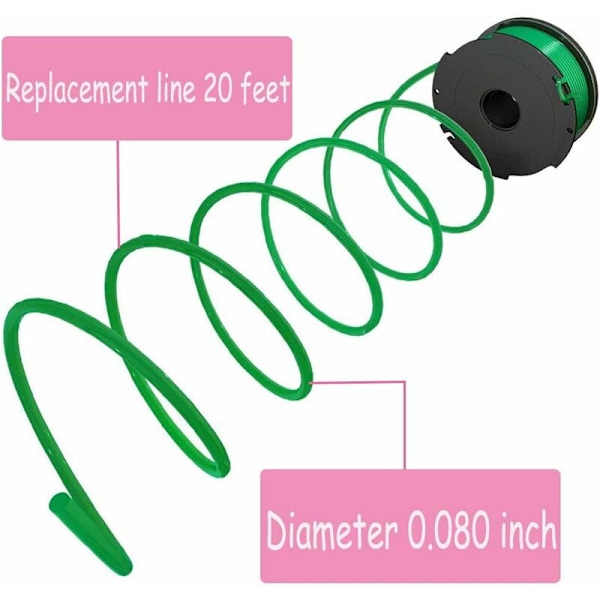 SF-080 Udskiftningsspole til Black and Decker GH3000 LST540 LST540B GH3000R SF-080-BKP Auto Feed Spole 20ft 0,080 tommer Enkeltlinjesnor