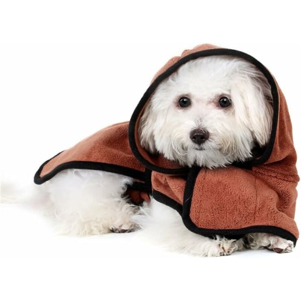 Hundbadrock Handduk Mikrofiber Husdjurstorkrockar Fuktabsorberande handdukar Kappa för hund och katt brun S