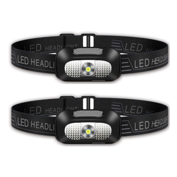 LED Hodelykt, 2-pak Lett Hodelykt, USB Oppladbar Utendørs Superlys Vanntett Hodelykt for Camping, Klatring, Fotturer, Fishi