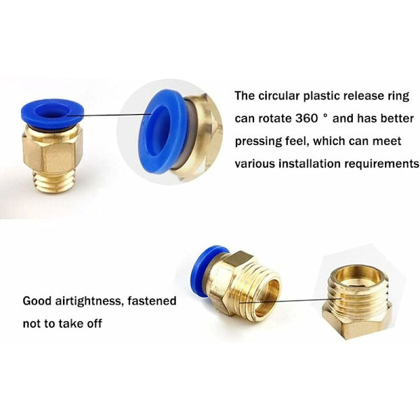 8 stk. pneumatiske hurtigkoblinger, hurtigkoblinger for pneumatiske koblinger, dia. 6 mm for bilindustrienㄗPT1/2ㄘ