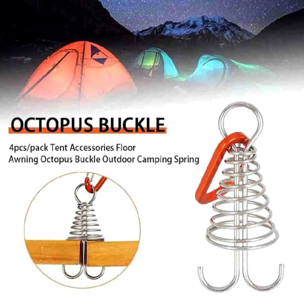 Octopus Dekkplugger 10 stk/sett Rustfritt Stål Telt Tilbehør Brettplugger Spiral - Perfekt