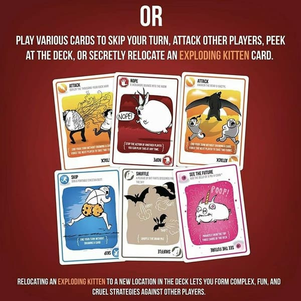 Exploding Kittens -korttipeli, alkuperäinen versio, täydellinen pahvilaatikossa