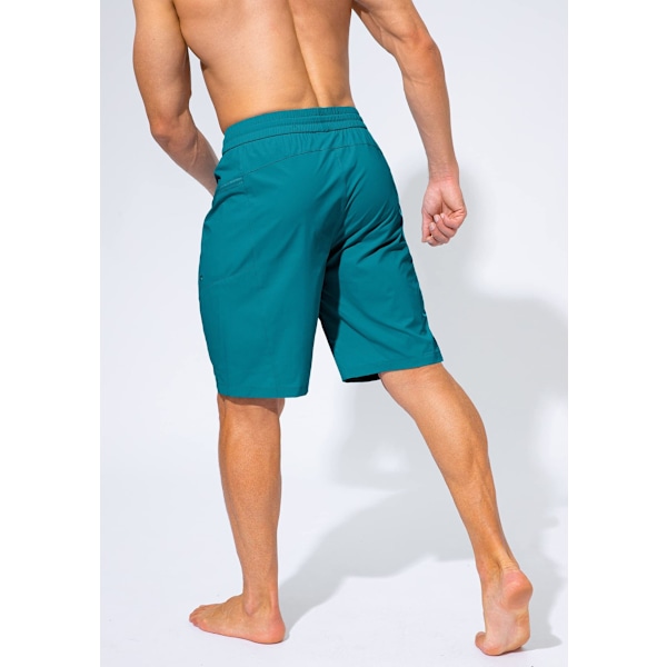 Snabbtorkande badshorts för män med ficka med dragkedja, badshorts för män - Utan meshfoder - XL - Sjögrön