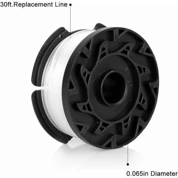 Reservedel for kantskjærer, 30 fot 0,065\" Black + Decker erstatningsspole for trådklipper (8 erstatningsspoler, 1 spolelokk, 1 fjær)