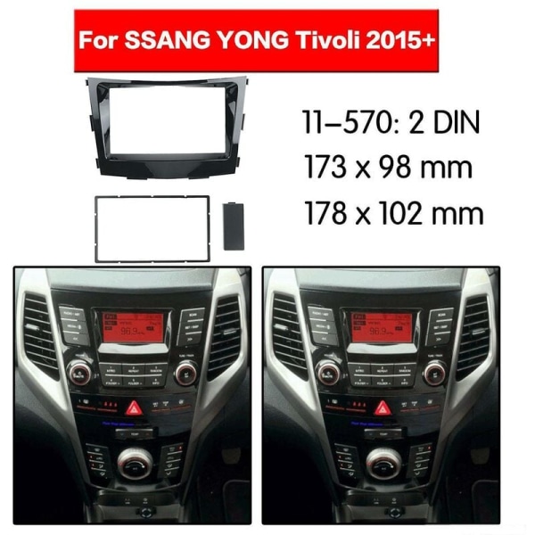 7 tums bilstereo-panel för Ssang 2015+ 2din stereo-panel instrumentbrädesmontering installationsbil DVD-ram Ki