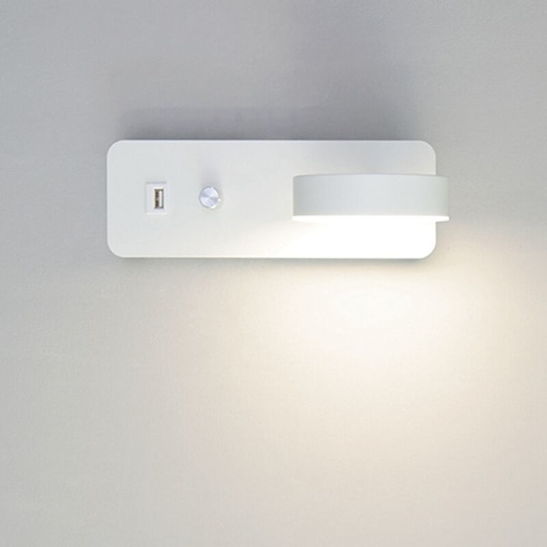 Indendørs LED væglamper 9W dæmpning væglampe med USB-opladning moderne nordisk soveværelse seng belysning-sort