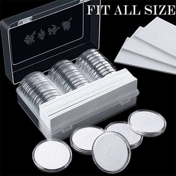 Møntholderkapsler og 8 størrelser, 30 stykker 46 mm sølvmøntkapsler Mønthus Møntholderopbevaringsbeholder til møntindsamlingsforsyninger-F