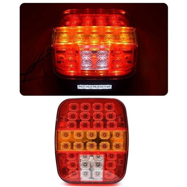 12v Universal Led Trailer Tail Lights,brake Stop Backup Turn Signal With 39 Red White Yellow Leds F