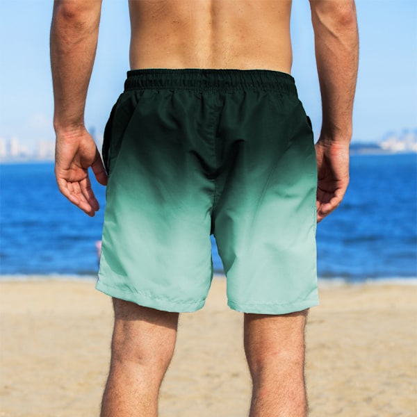2-i-1 Badbyxor för Män 7 Tum Badbyxor Badkläder Set Strandshorts - Storlek L - Gradient Grön - Svart