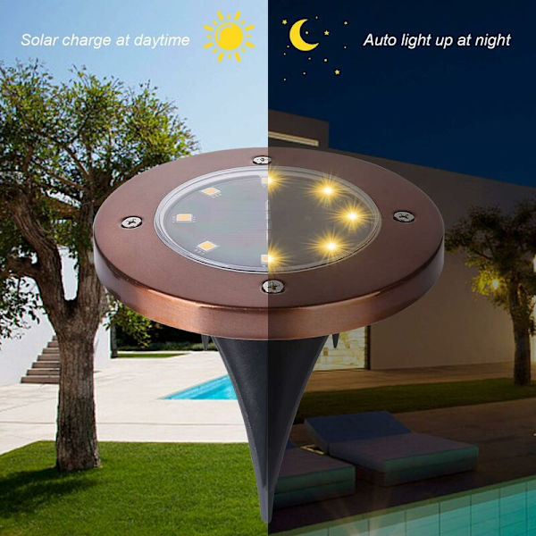 Solcellslampor för trädgård, 8 LED 4-pack solcellslampor utomhus vattentäta LED-lampor, solcellslampor för belysning av uteplats, trädgårdsgång, par