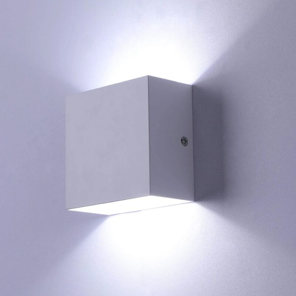 2 stk. LED indendørs op og ned væglampe hvid moderne 6W aluminium væglampe til stue soveværelse køkken, ikke-vandtæt, ikke-dæmpbar, Co