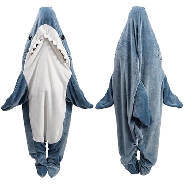 Hajfilt med huva för vuxna, bärbar hajsovsäck, mjuk och bekväm onesie storlek L