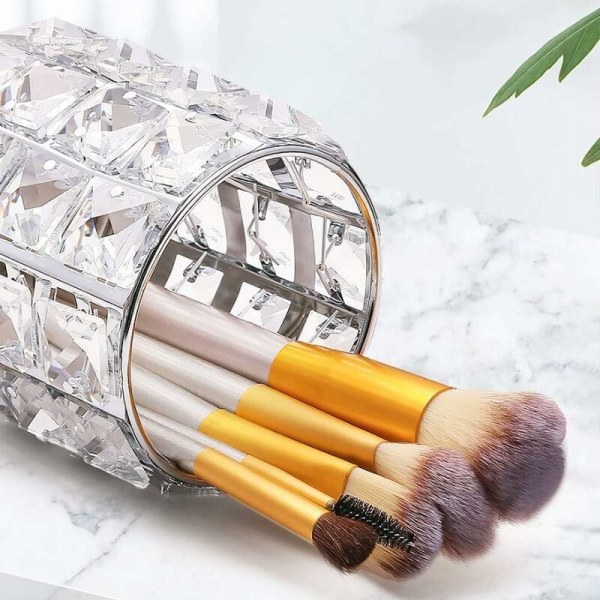 Pot Makeup Brush Holder Makeup Opbevaringsarrangør, Sølv 9  12cm