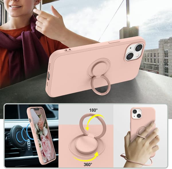 Kompatibel med iPhone 13 deksel, (rosa hvit)