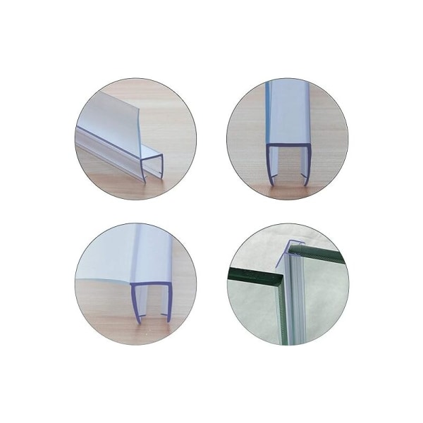Böjd duschtätning 2 delar duschglasdörrtätning längd duschdörrtätning botten duschdörrtätning badrum duschtröskeltätning glas tjock