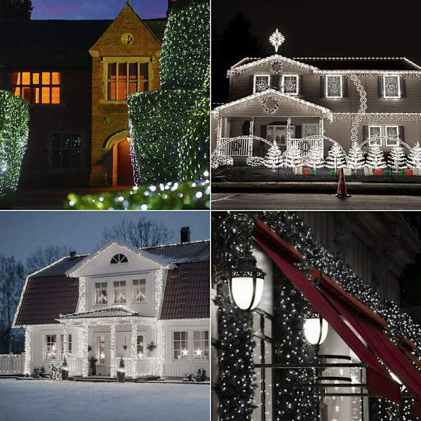 [2-pack] Solcellslingor utomhus, 120 LED solcellslingor vattentäta 12M 8 lägen koppartråds ljusslingor för trädgård uteplats bröllop C