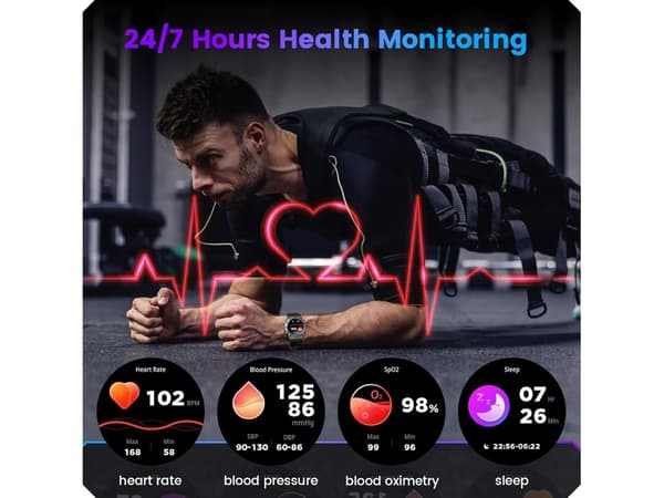 Smartwatch Herr Android Iphone Klocka: Smartwatch Svara/Ring Hjärta Frekvens Stegräknare Blodtryck Buss