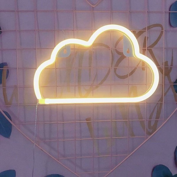 Neon Lights LED Cloud Signs Wall Light Bedroom Home Decor Night Lights Battery and USB Operated Neon Lights Warm White Neon Signs for Bar Ki