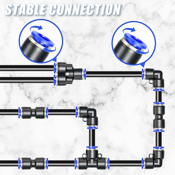 6 stk. Coude 10mm rør OD Push to Connect rør fittings Push Lock (PV4)