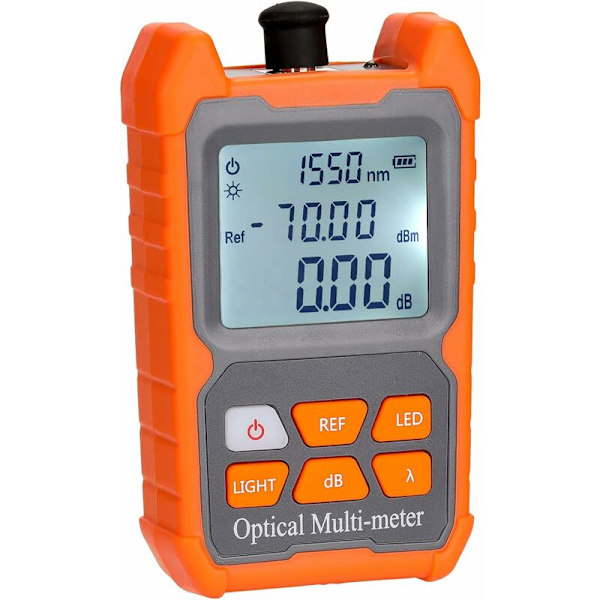 Multimeter optisk effektmåler, Mini bærbar 8 bølgelengde optisk effektmåler med LED-lys nettverkskabeltester FTTH fiberoptisk kabel T