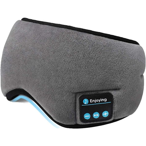 Bluetooth 5.3 Sovmask - Justerbar & Tvättbar, Inbyggda Högtalare & Mikrofon för Resor & Sömn (Grå)