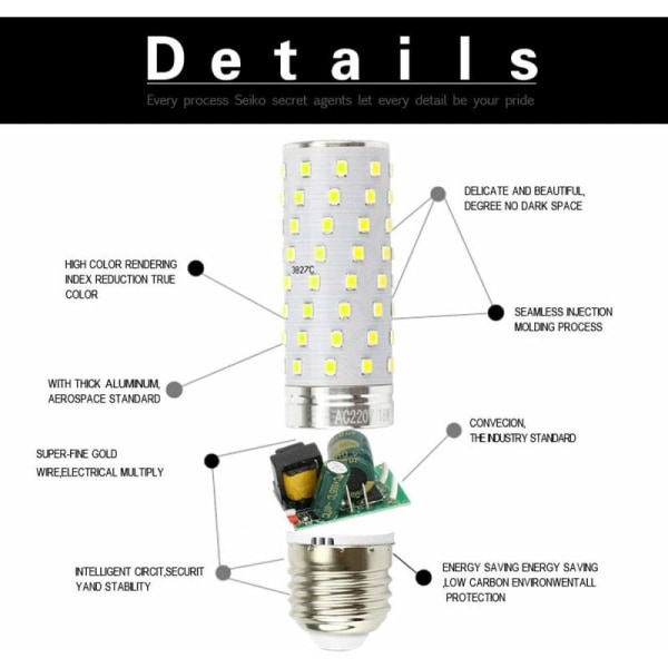 Bright LED bulb E27 E14 led corn lamp 12W 16W led warm white light/cold white led spotlight-Cold whiteE27 12W HIASDFLS