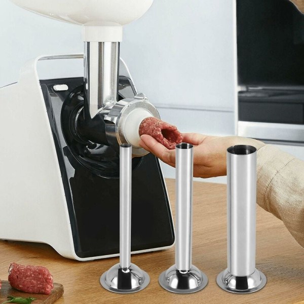 3pcs Stainless Steel Sausage Stuffer Stuffing Tubes Hopper Nozzles Spare Parts Stuffing Tube, Base Di