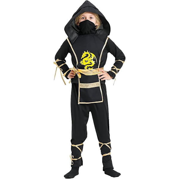 Ninja-dräkt för barn - Halloween-drakdräkt, cool utklädningsdräkt rollspelsset storlek M