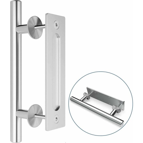 12 Inches Sliding Barn Door Handle Two-Sided Handle Embedded Invisible Stainless Steel for Sliding Wood Door