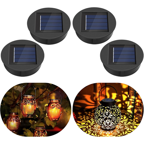 Udendørs solcellelampe erstatningstop 8CM, lanterne låg lys pære reservedel med varmt lys, IP44 LED solcelle erstatningstop enhed til udendørs brug