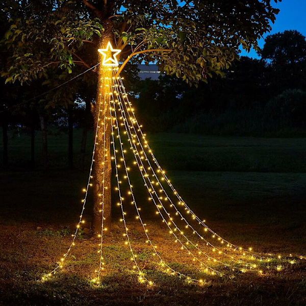 Stjärnformade ljusslingor, 8 belysningslägen 317 LED-ljusslingor med stjärnformad julgran för utomhusgårdsträdgårdsfestsemester W