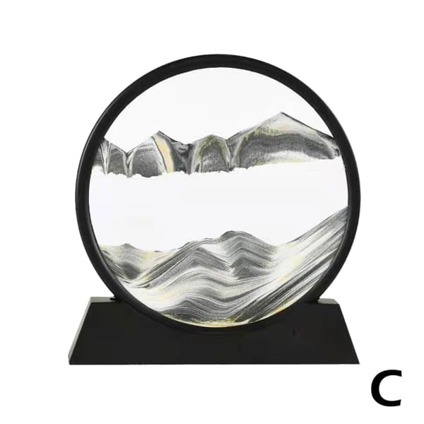 CZQIKEDA Levende Sand Bilde, 3D Dynamisk Rund Sand Svart One-size