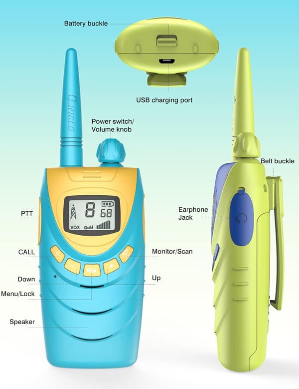 4-pack Uppladdningsbara Walkie Talkies för Barn, 4 km Räckvidd