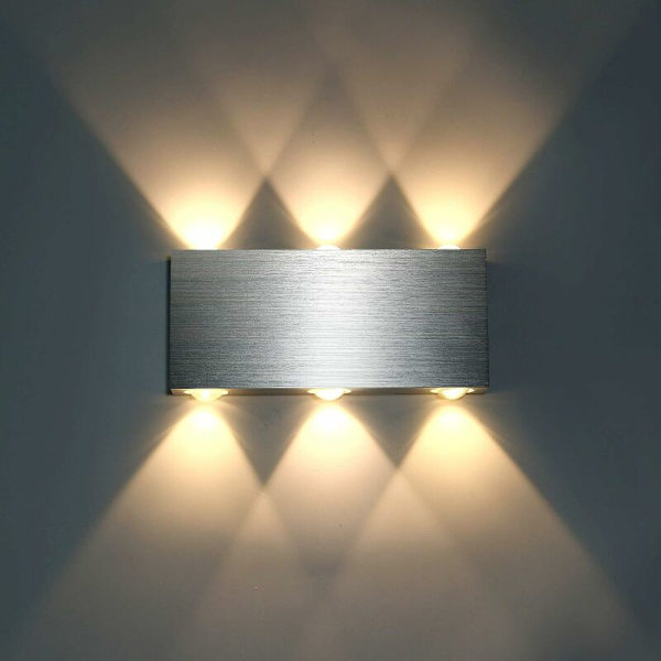 LED væglampe 6W indendørs væglampe moderne firkantet op og ned aluminium belysning dekoration lys til soveværelse kontor seng gang stue hotel