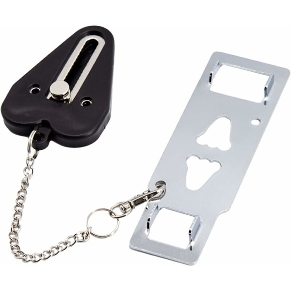 Portabelt dörrlåssäkerhet, används för hemsäkerhet, resedörrlås, sovsal Essential Lock (Blackx2)