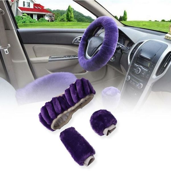 Steering- Plysch Bilstolskydd Vinter Konstgjord Päls Handbroms Och Omslag Set Bilinredning Accessori