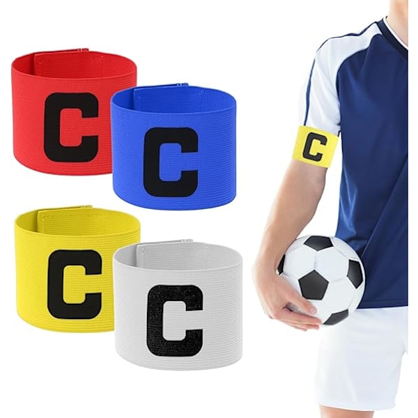 4 st Fotboll Träning Lagkaptensarmband, Unisex Elastiska Fotboll Lagkaptensarmband Elastiska Armband för Basket Volleyboll Lag
