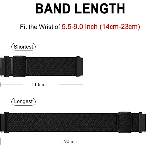 Justerbar Vevd Nylonrem, Unisex, 22mm, Svart